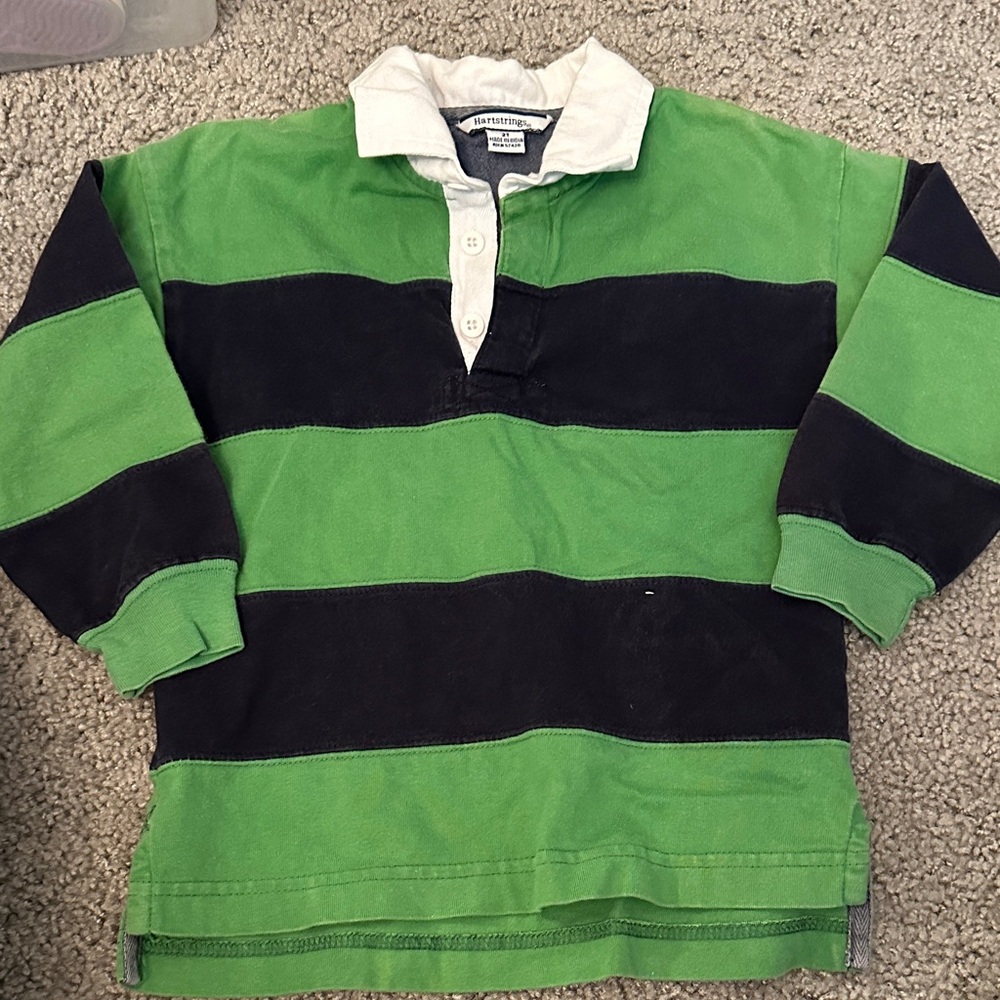 Hartstrings Kids Polo in Green and Black Stripes